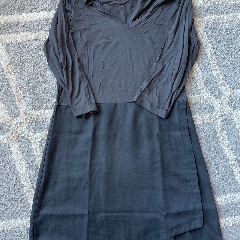 Ellison Blue Midi Sheath Dress with Long Dolman Sleeves and V-Neck